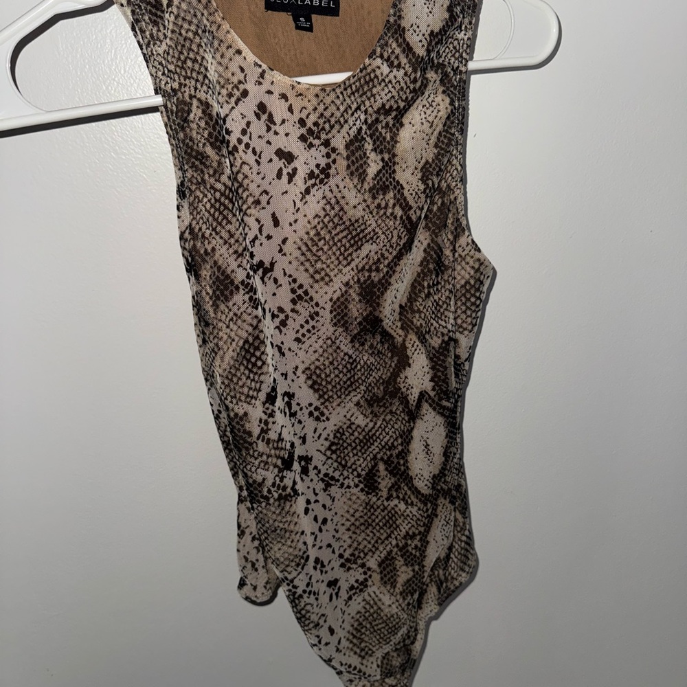 JLUXLABEL Asymmetrical Brown Tan Tank Top Bodysuit
